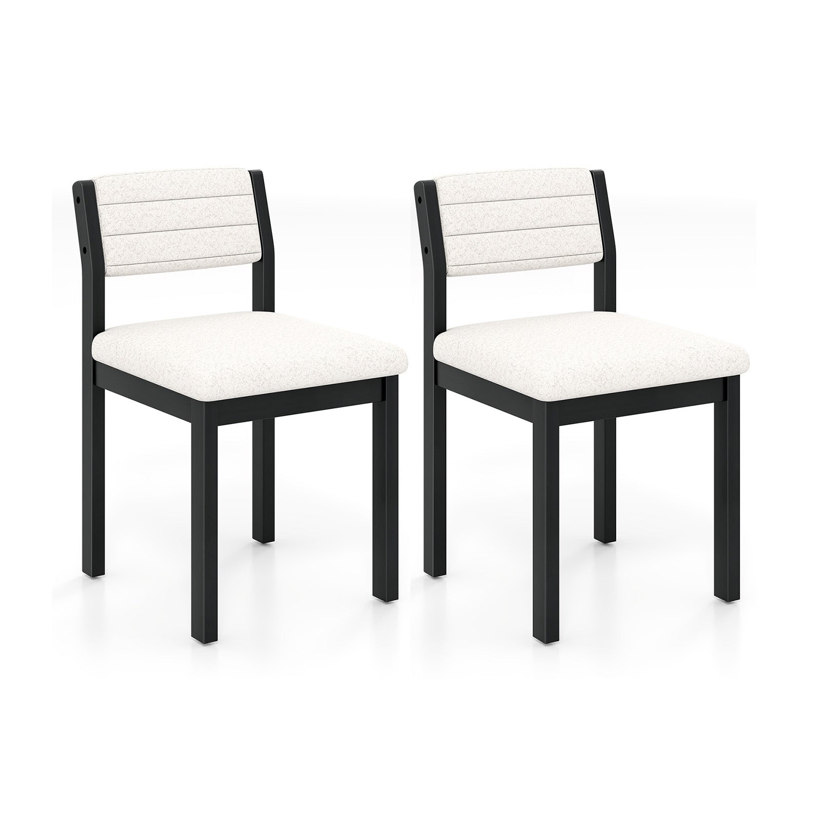 Set of 2 Dining Chairs Sherpa Upholstered Armless Chair with Wood Frame, White Dining Chairs at Gallery Canada