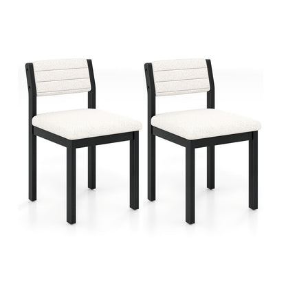 Set of 2 Dining Chairs Sherpa Upholstered Armless Chair with Wood Frame, White Dining Chairs at Gallery Canada