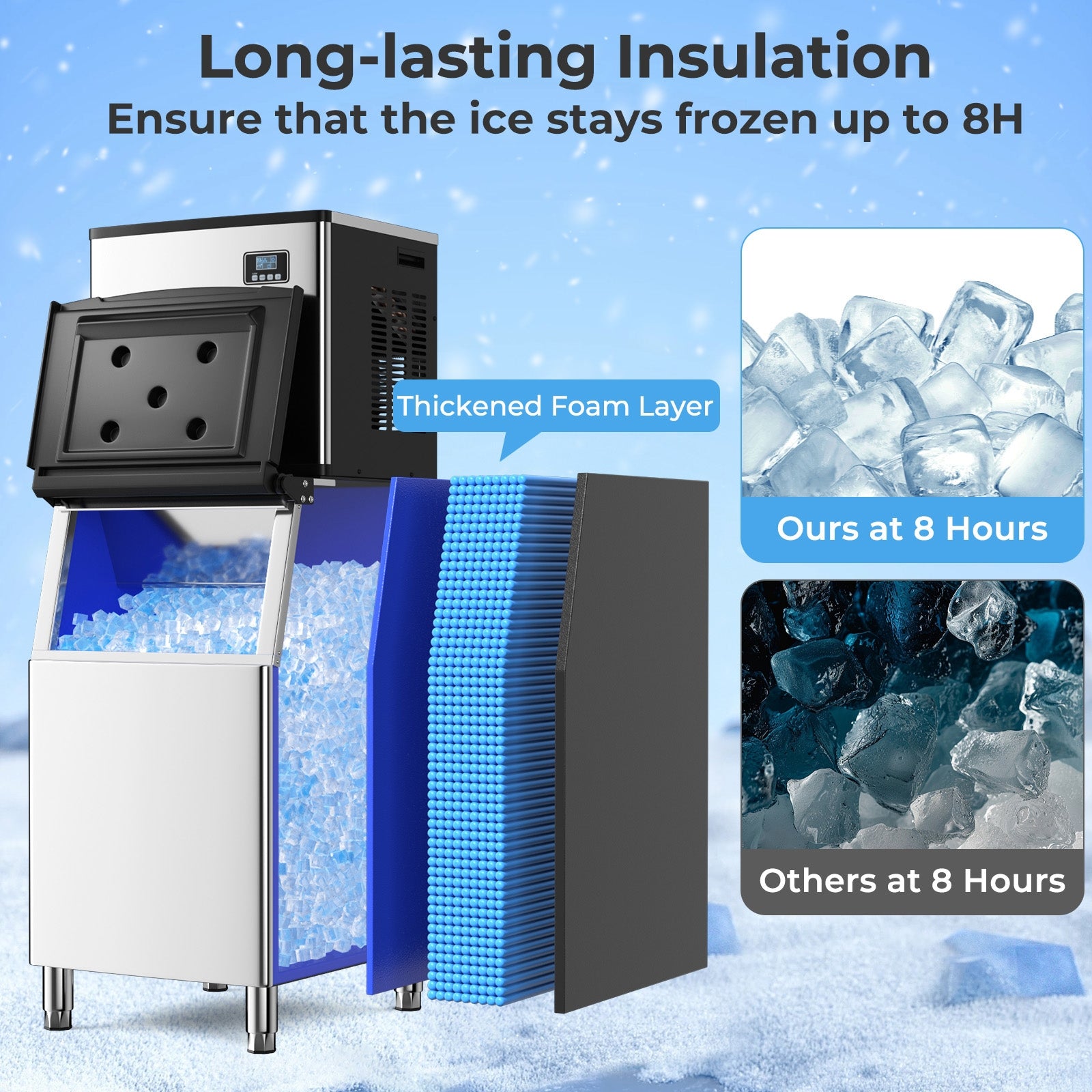 Commercial Ice Maker Machine 418 LBS/24H with 200 LBS Storage Bin, Silver Ice Makers at Gallery Canada