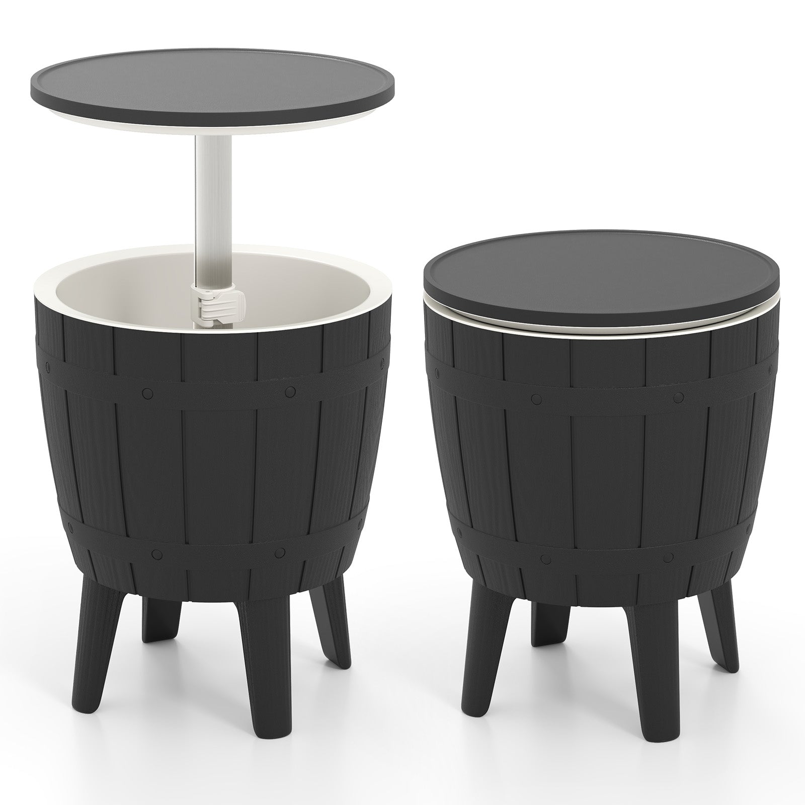 10 Gallon Cooler Bar Table Outdoor Coffee Table Ice Bucket with Telescopic Tabletop for Beer and Wine, Black Coolers Black at Gallery Canada