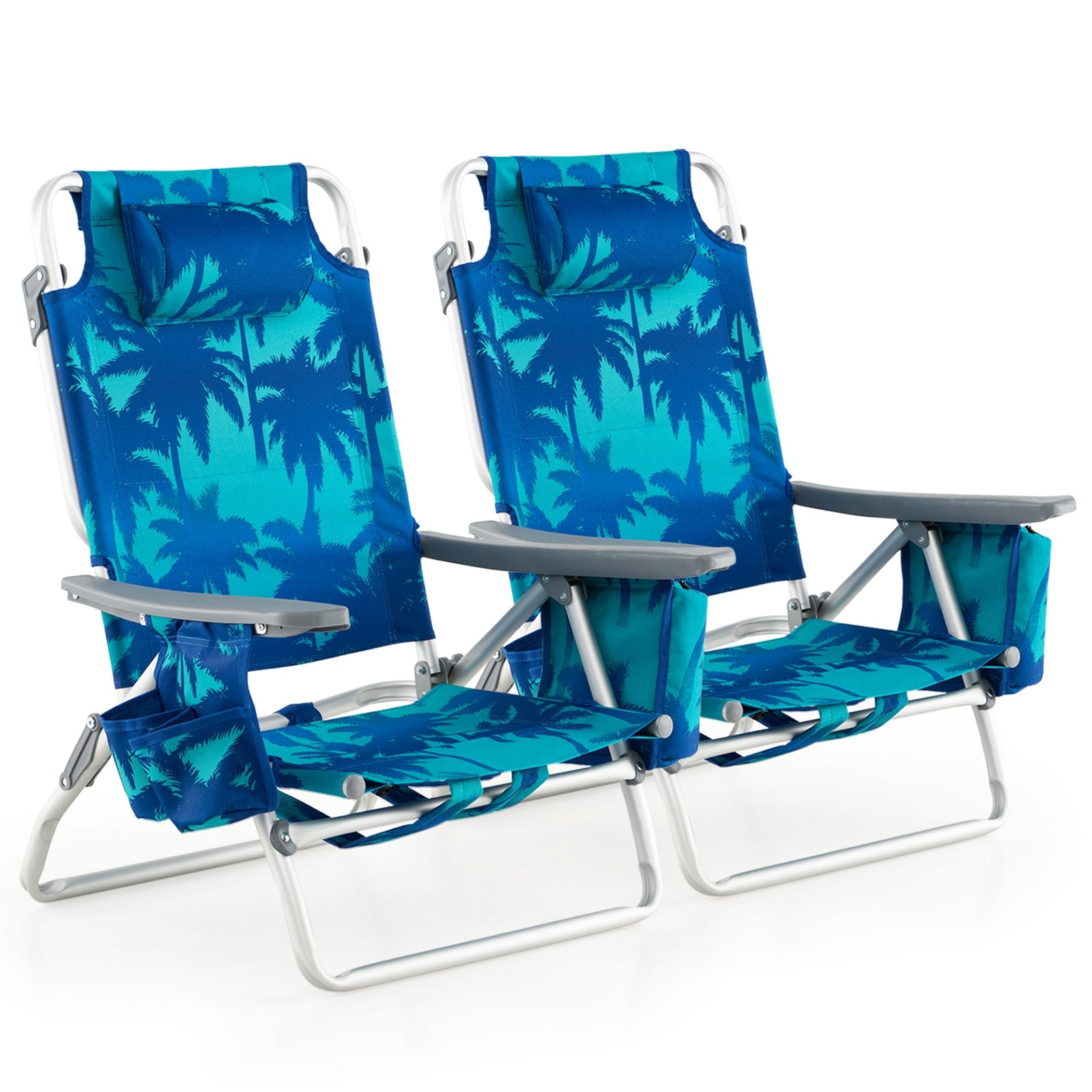 Folding Backpack Beach Chair With Pillow, Peacock Blue Beach & Lawn Chairs Peacock Blue at Gallery Canada