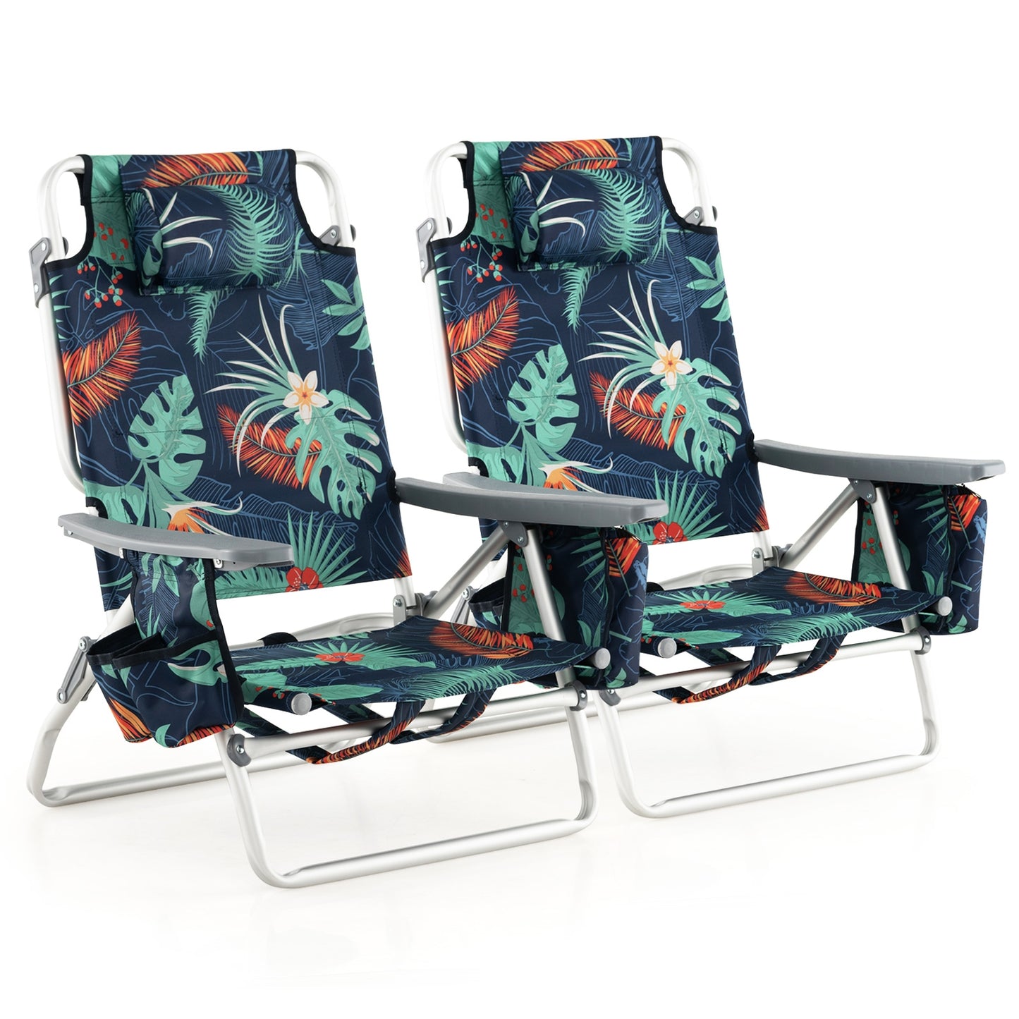 Folding Backpack Beach Chair With Pillow, 2 Pieces, Multicolor Beach & Lawn Chairs at Gallery Canada