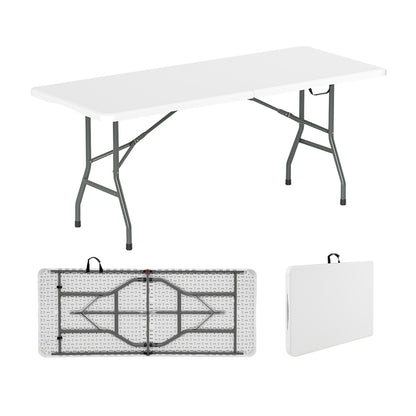 6 ft Portable Folding Table 350 LBS Fold-in-Half Table with HDPE Tabletop, White Camping Furniture White at Gallery Canada