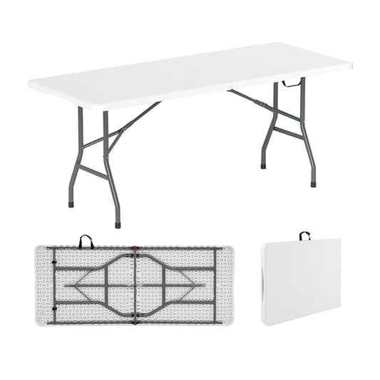 6 Ft Portable Folding Table, 350 Lbs Capacity, White