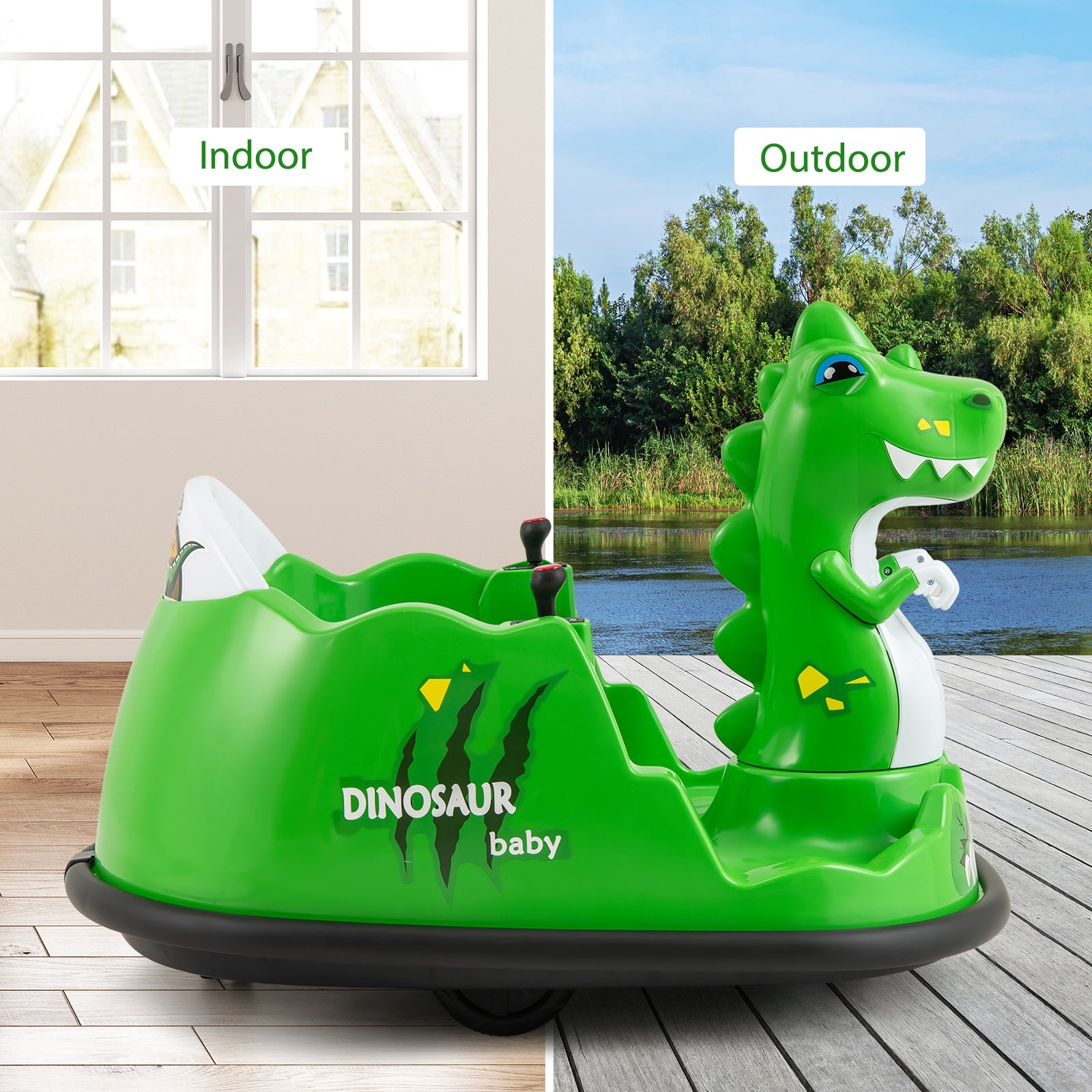 12V Bumper Car with Spray Function and Remote Control for Toddlers Aged 2-5, Green Powered Ride On Toys at Gallery Canada