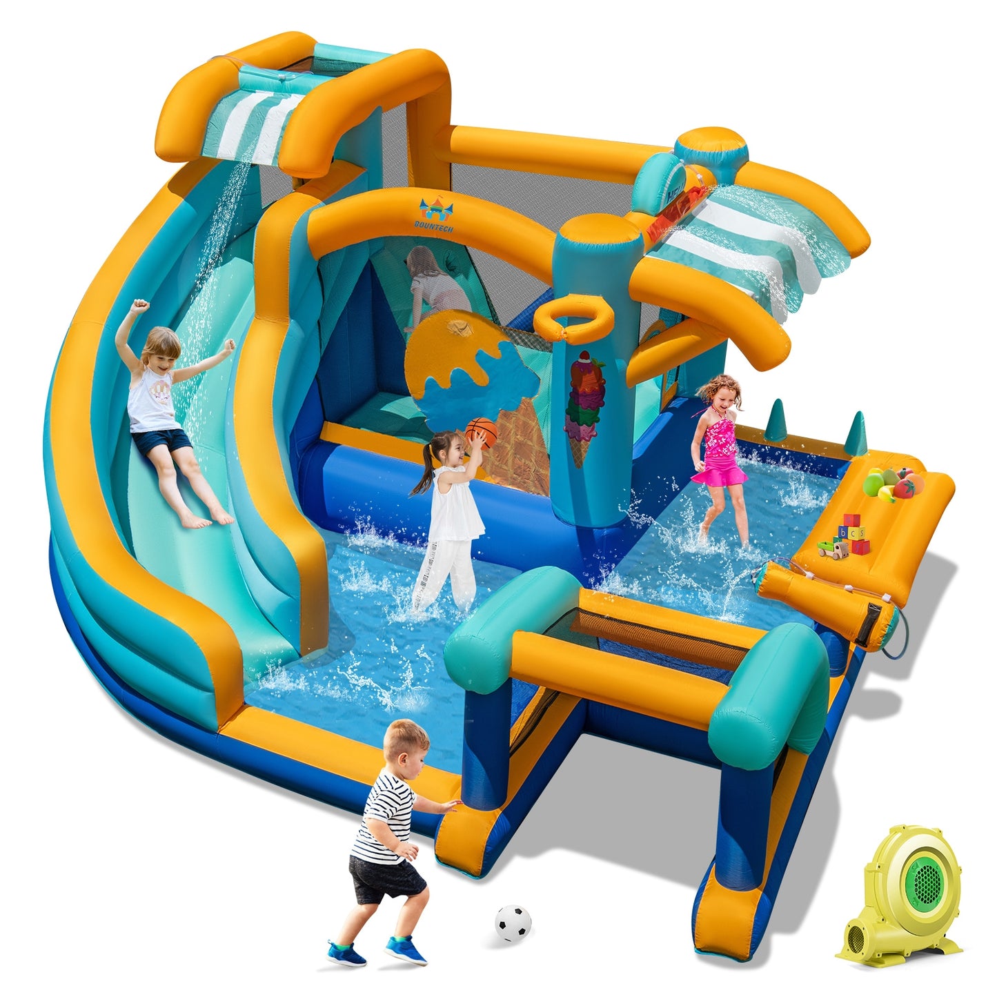 Inflatable Water Slide Bounce House Kids Jump Castle with 735W Blower Inflatable Water Slides at Gallery Canada