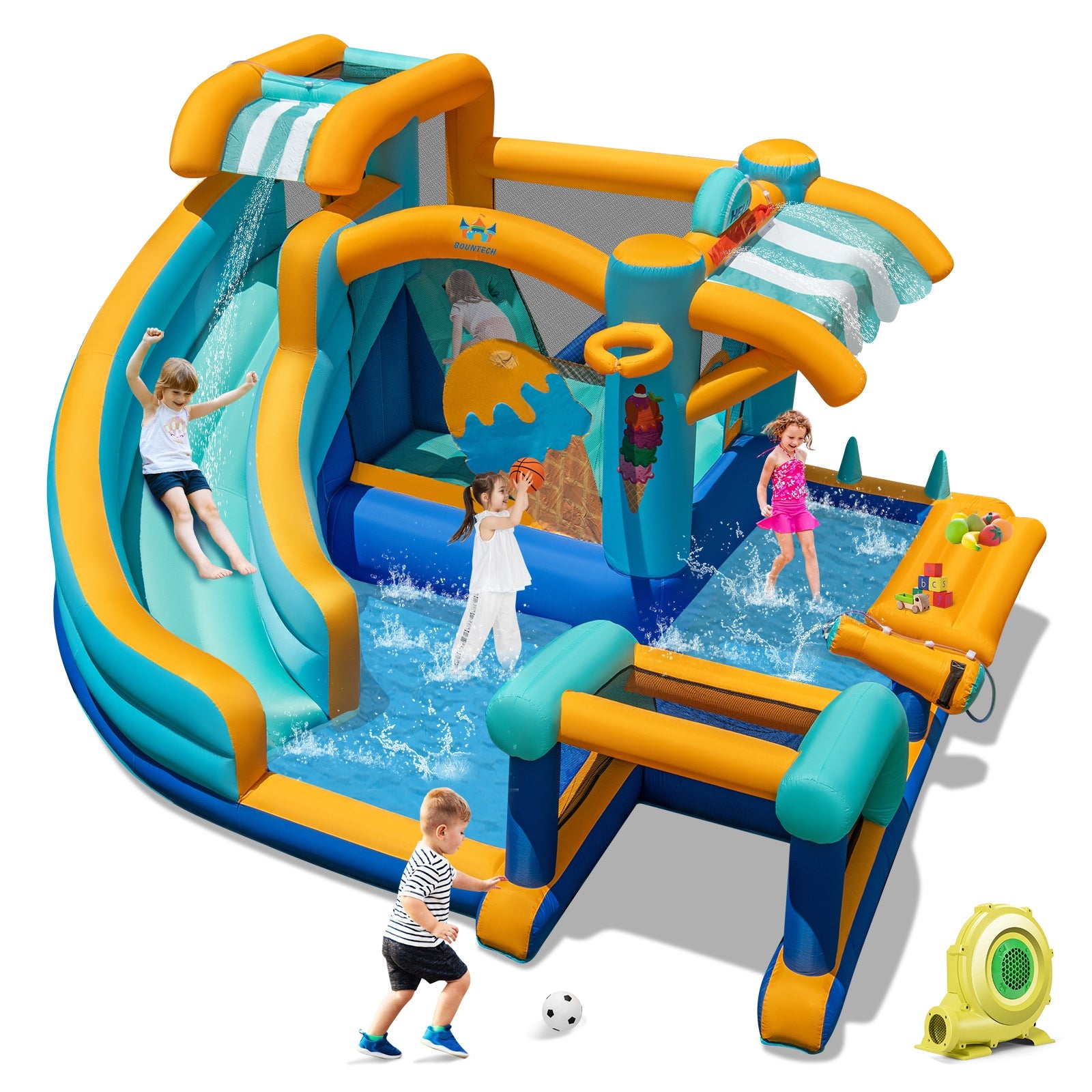Inflatable Water Slide Bounce House Kids Jump Castle with 735W Blower Inflatable Water Slides at Gallery Canada