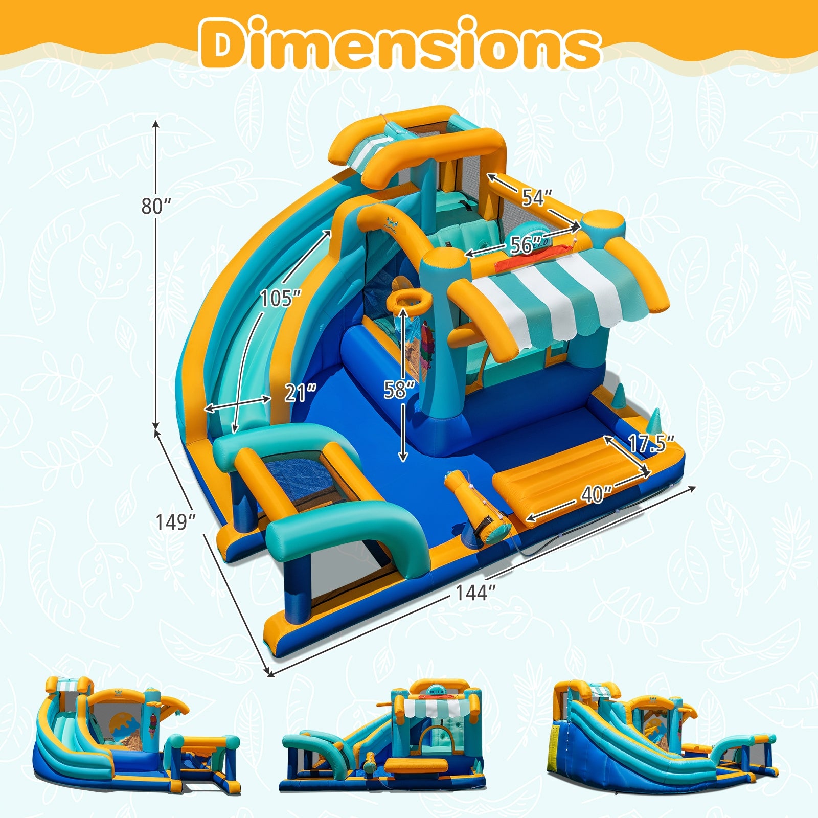 Inflatable Water Slide Bounce House Kids Jump Castle with 735W Blower Inflatable Water Slides at Gallery Canada