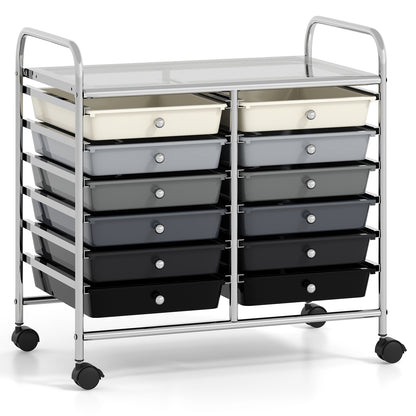 12 Drawers Rolling Storage Cart for Home and Office-Gradient Grey, Gradient Gray File Cabinets at Gallery Canada