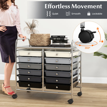 12 Drawers Rolling Storage Cart for Home and Office-Gradient Grey, Gradient Gray File Cabinets at Gallery Canada