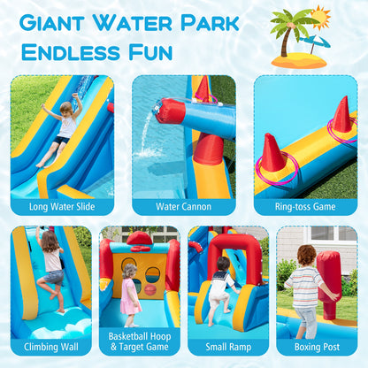 Inflatable Double Water Slide Park 9-in-1 Giant Bounce House Blower Excluded Inflatable Water Slides at Gallery Canada