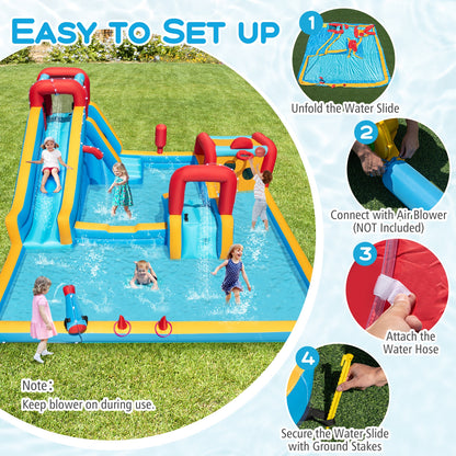 Inflatable Double Water Slide Park 9-in-1 Giant Bounce House Blower Excluded Inflatable Water Slides at Gallery Canada