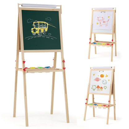 Adjustable Double-Sided Easel With 4 Paint Cups, Natural Art Easels at Gallery Canada