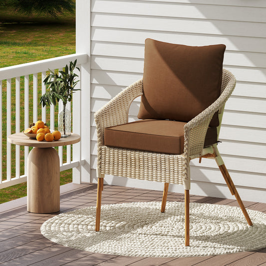 Deep Seat Chair Cushion Pads Set with Rope Belts for Indoor and Outdoor, Brown Outdoor Furniture Accessories Brown at Gallery Canada