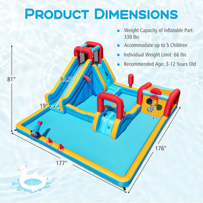 Inflatable Double Water Slide Park 9-in-1 Giant Bounce House 735W Blower Included Inflatable Water Slides at Gallery Canada