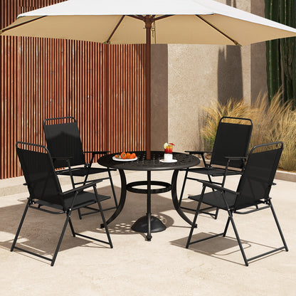 Outdoor Folding Sling Chairs with Armrest and Backrest, Black Patio Dining Chairs at Gallery Canada