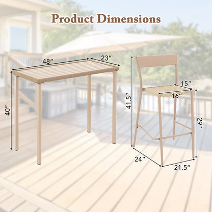 3 Pieces Patio Bar Table Set with Height Table and 2 Armless Chairs, Brown Patio Bar Furniture at Gallery Canada