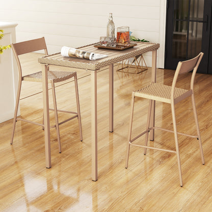 3 Pieces Patio Bar Table Set with Height Table and 2 Armless Chairs, Brown Patio Bar Furniture at Gallery Canada