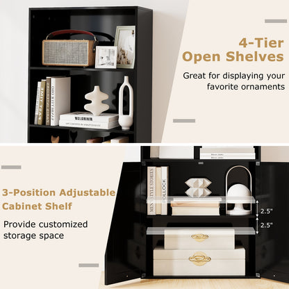 71 Inch Freestanding Bookshelf with 6 Shelves and 2-Door Cabinet, Black Bookcases at Gallery Canada