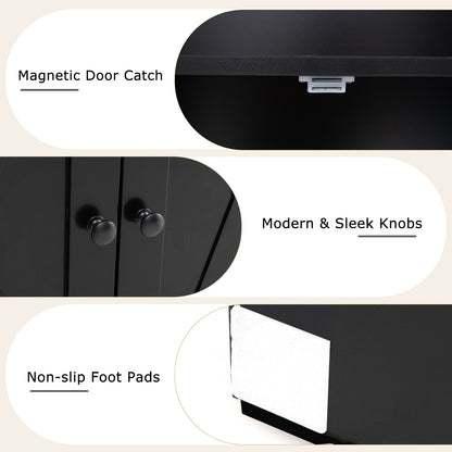 71 Inch Freestanding Bookshelf with 6 Shelves and 2-Door Cabinet, Black Bookcases at Gallery Canada