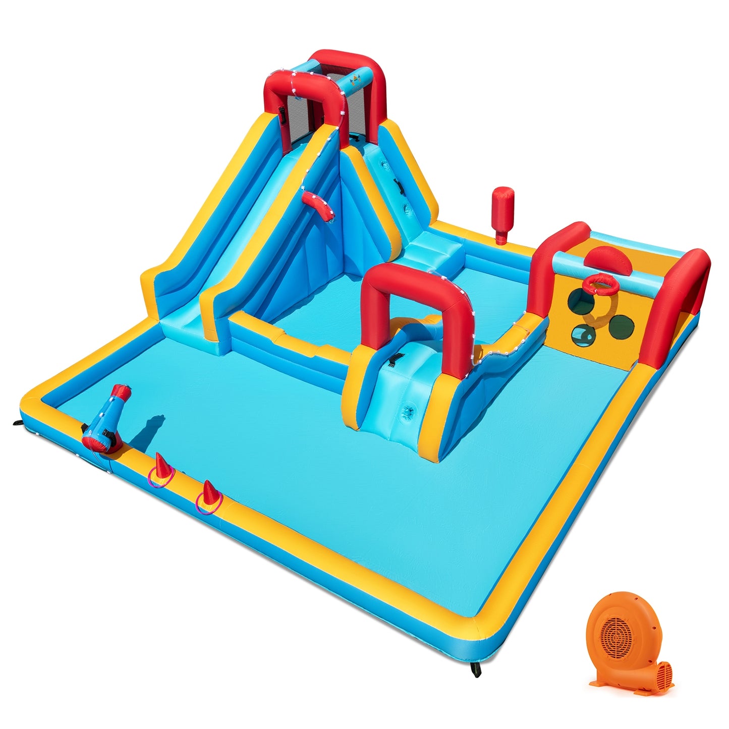 Inflatable Double Water Slide Park, 9-in-1 Giant Bounce House, 750W Blower Inflatable Water Slides at Gallery Canada