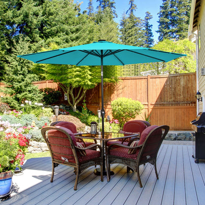 10 Feet Outdoor Patio Umbrella with Bright Solar LED Lights, Turquoise Outdoor Umbrellas at Gallery Canada