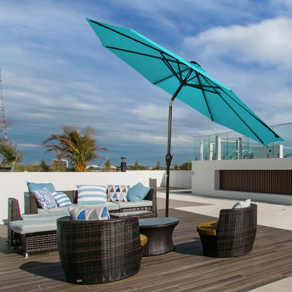 10 Feet Outdoor Patio Umbrella with Bright Solar LED Lights, Turquoise Outdoor Umbrellas at Gallery Canada