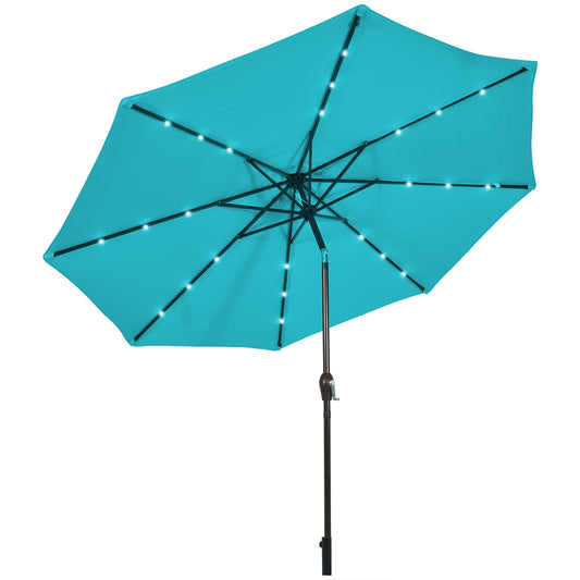 10 Feet Outdoor Patio Umbrella, Solar LED Lights, Turquoise Outdoor Umbrellas Turquoise at Gallery Canada