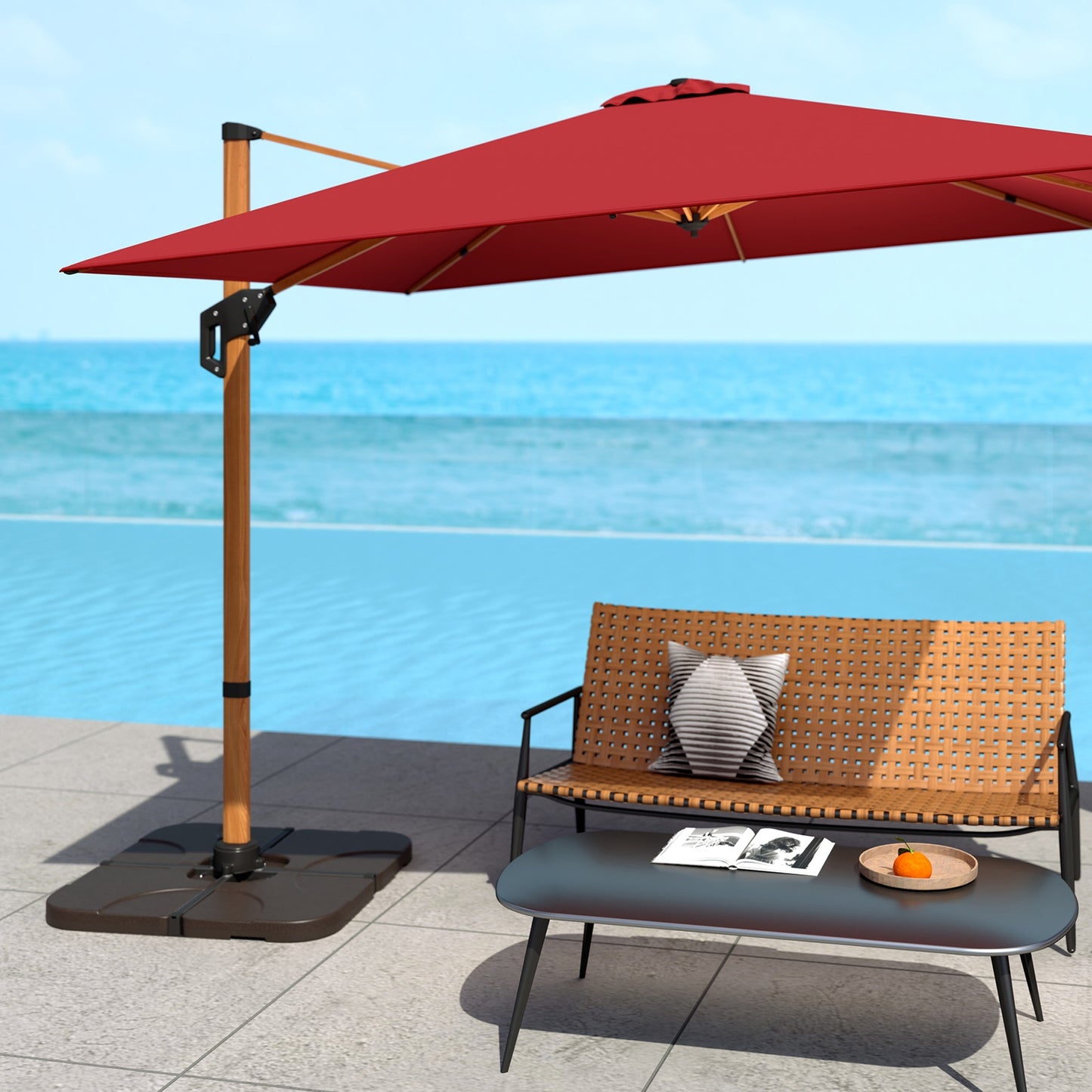 20 Inch Patio Offset Water Filled Plate Umbrella Base Sand, Coffee Outdoor Umbrella Bases at Gallery Canada