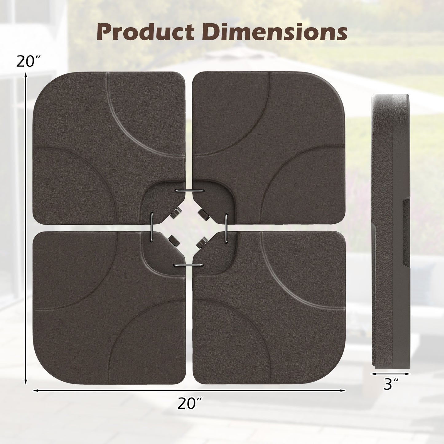 20 Inch Patio Offset Water Filled Plate Umbrella Base Sand, Coffee Outdoor Umbrella Bases at Gallery Canada