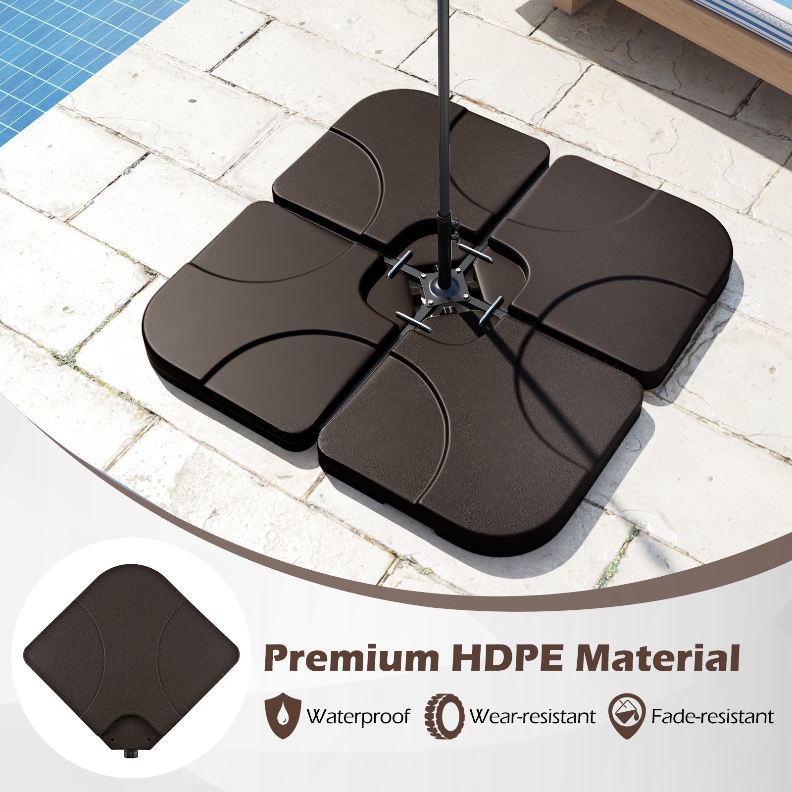 20 Inch Patio Offset Water Filled Plate Umbrella Base Sand, Coffee Outdoor Umbrella Bases at Gallery Canada