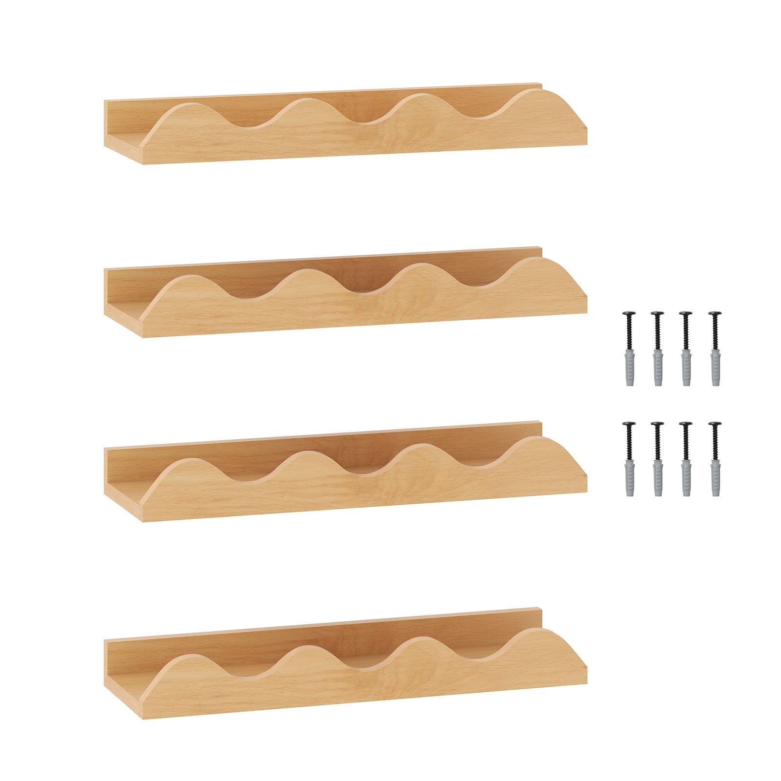 16 Inch Kids Bookshelf Set, 4 Floating Nursery Shelves, Natural Bookcases at Gallery Canada