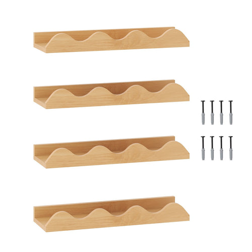 16 Inch Kids Bookshelf Set of 4 Floating Nursery Book Shelves for Decoration Book Toy Storage, Natural