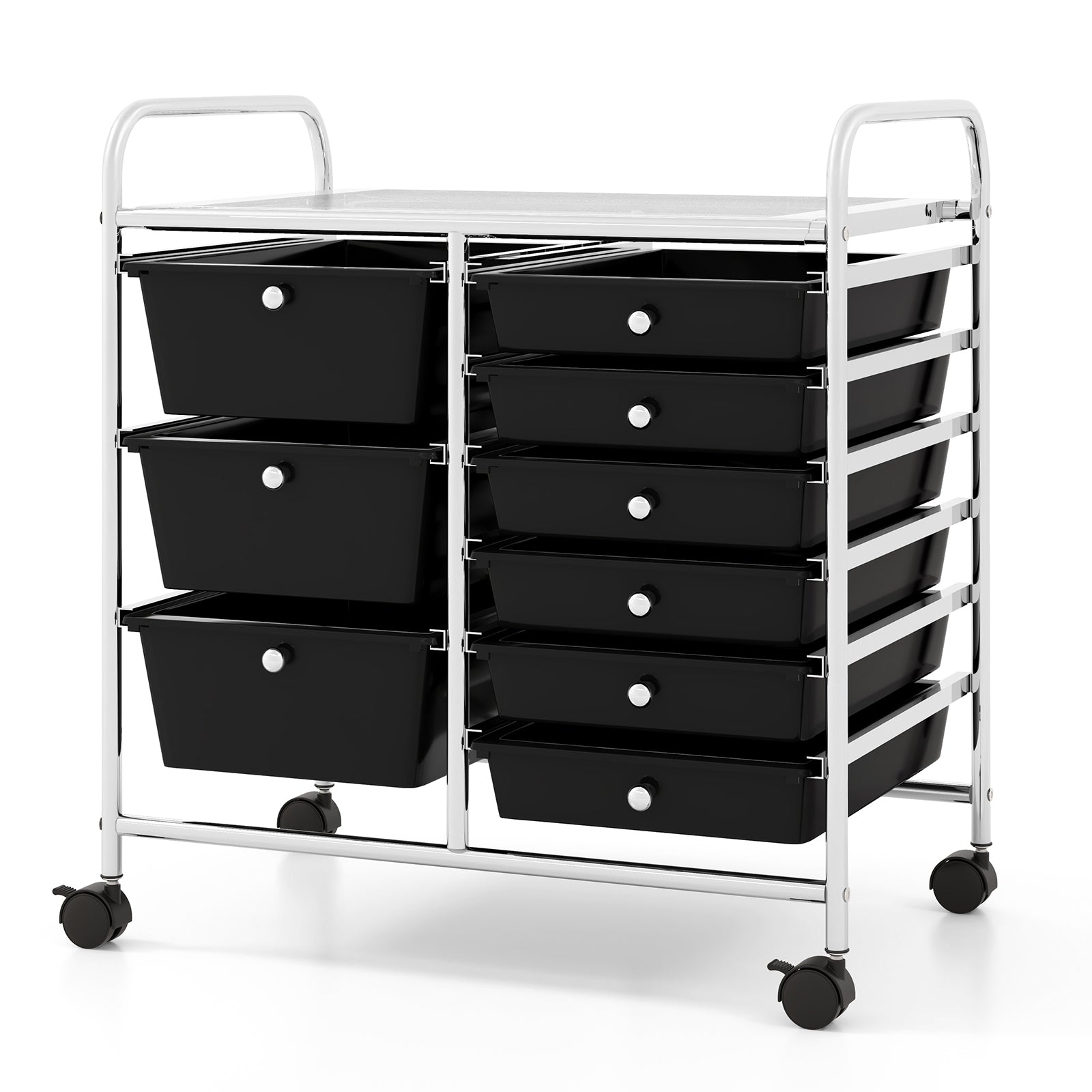 9-Drawer Rolling Storage Cart with Colorful Drawers and Metal Frame, Black File Cabinets Black at Gallery Canada