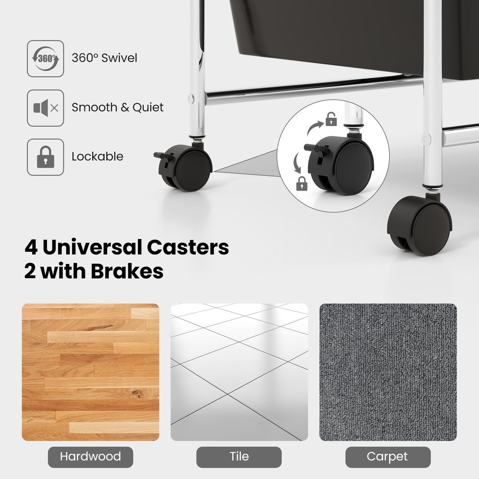 9-Drawer Rolling Storage Cart with Colorful Drawers and Metal Frame, Black File Cabinets at Gallery Canada