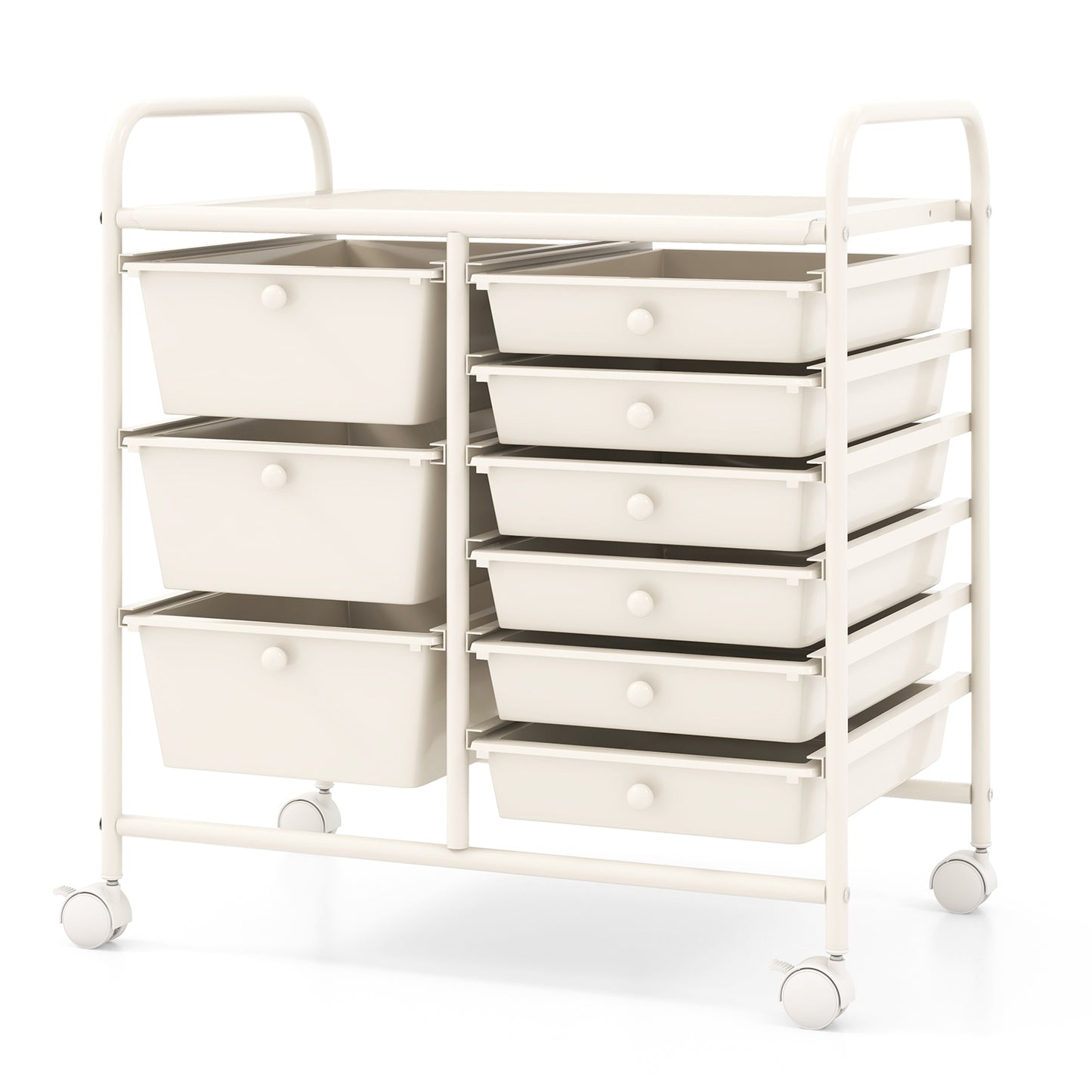 9-Drawer Rolling Storage Cart with Colorful Drawers and Metal Frame, White File Cabinets White at Gallery Canada