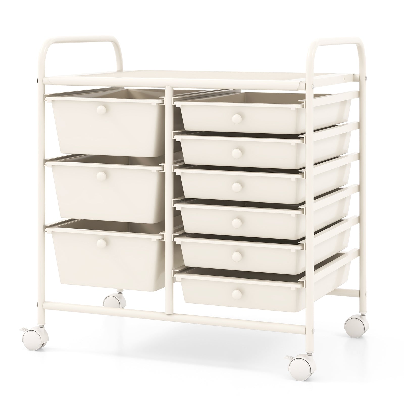 9-Drawer Rolling Storage Cart with Colorful Drawers and Metal Frame, White File Cabinets White at Gallery Canada