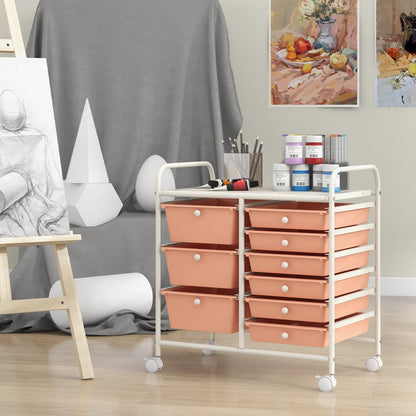 9-Drawer Rolling Storage Cart, Metal Frame, Peach File Cabinets at Gallery Canada