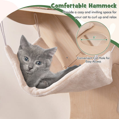 Wall-Mounted Cat Tower with Hammock Platforms and Sisal Scratching Mat, Natural Cat Trees Condos & Scratchers at Gallery Canada