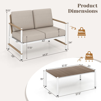 Patio Loveseat Sofa with Coffee Table Set with Thick Cushions, Gray Patio Conversation Sets at Gallery Canada