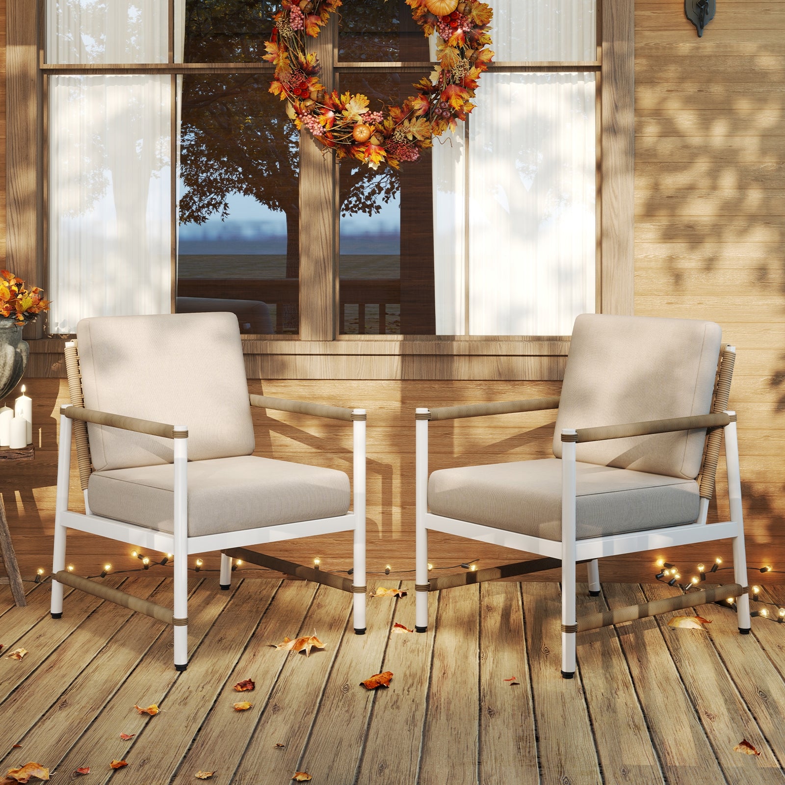 2 Packs Patio Aluminum Sofa with Wicker Backrest and Armrests, Gray Patio Dining Chairs at Gallery Canada