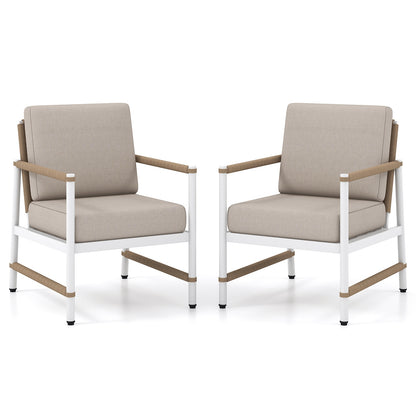 2 Packs Patio Aluminum Sofa with Wicker Backrest and Armrests, Gray Patio Dining Chairs Gray at Gallery Canada