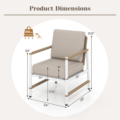 2 Packs Patio Aluminum Sofa with Wicker Backrest and Armrests, Gray Patio Dining Chairs at Gallery Canada