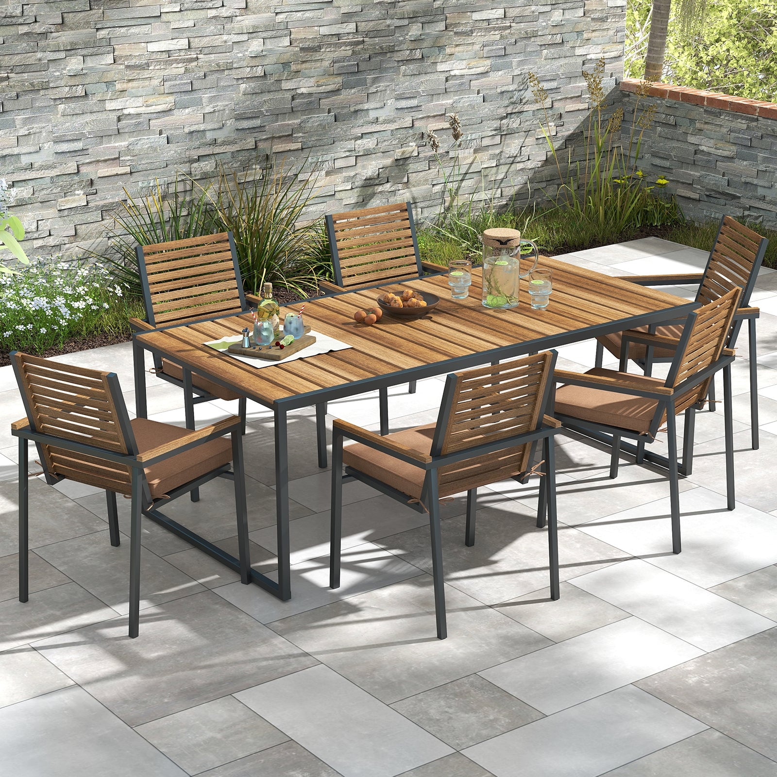 Outdoor Chair Cushion Set of 2 Waterproof Fade-Resistant Olefin Seat Cushions, Brown Outdoor Furniture Accessories at Gallery Canada