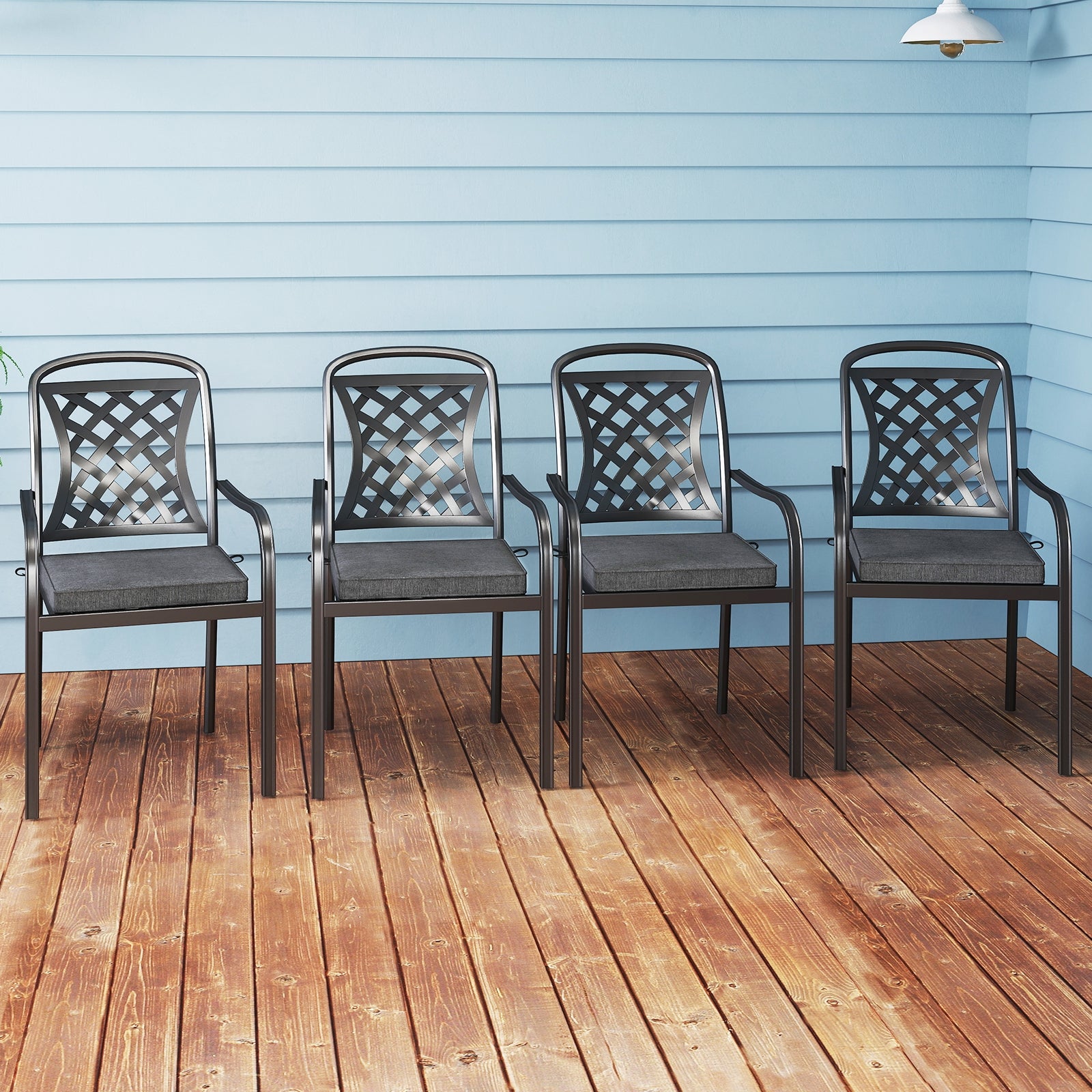 Outdoor Chair Cushion Set of 2 Waterproof Fade-Resistant Olefin Seat Cushions, Gray Outdoor Furniture Accessories at Gallery Canada