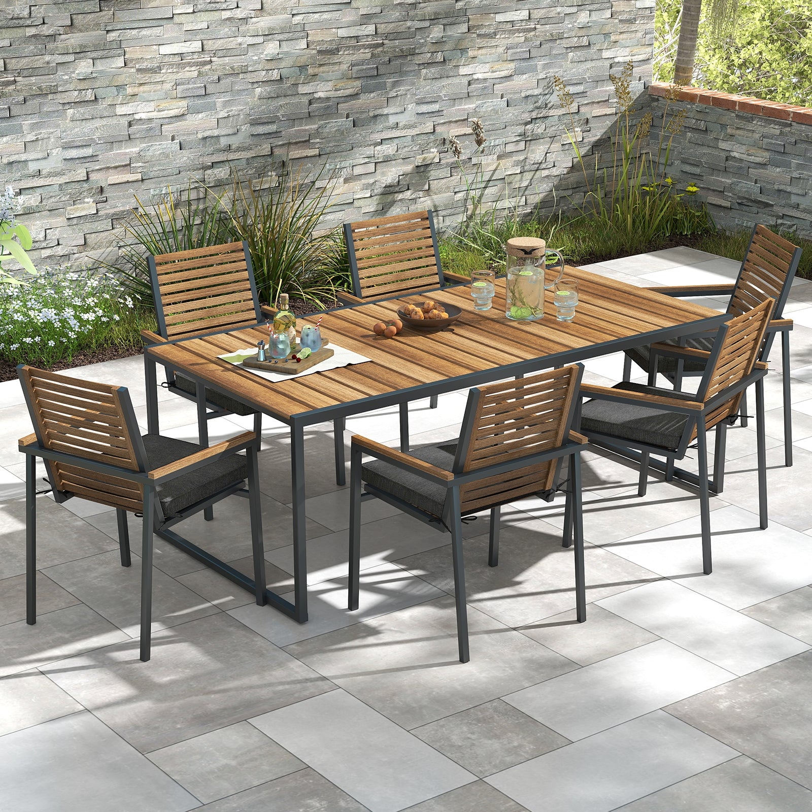 Outdoor Chair Cushion Set of 2 Waterproof Fade-Resistant Olefin Seat Cushions, Gray Outdoor Furniture Accessories at Gallery Canada