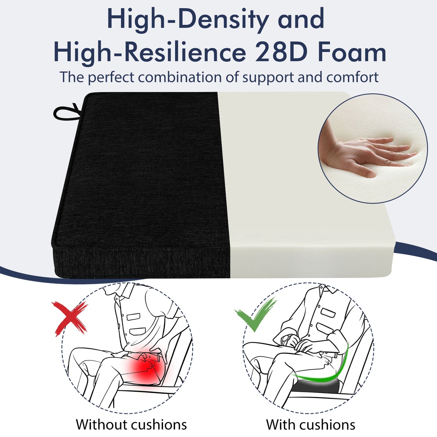 Outdoor Chair Cushion Set, Waterproof Fade-Resistant Olefin, Black Outdoor Furniture Accessories at Gallery Canada