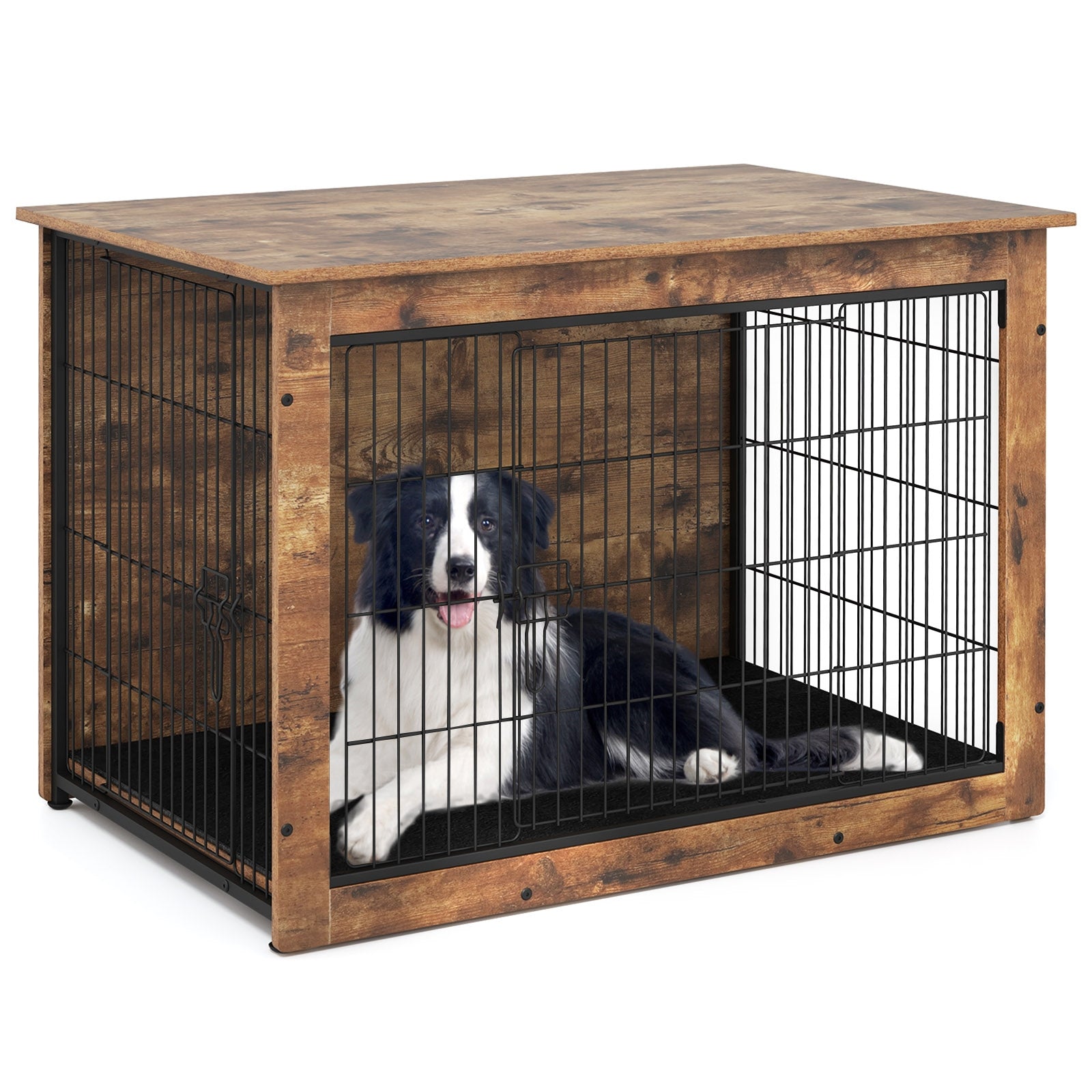 Dog Crate Furniture With Cushion, Double Doors, 37 Inches Dog Kennels Options at Gallery Canada