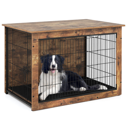 Dog Crate Furniture With Cushion, Double Doors, 37 Inches Dog Kennels Options at Gallery Canada