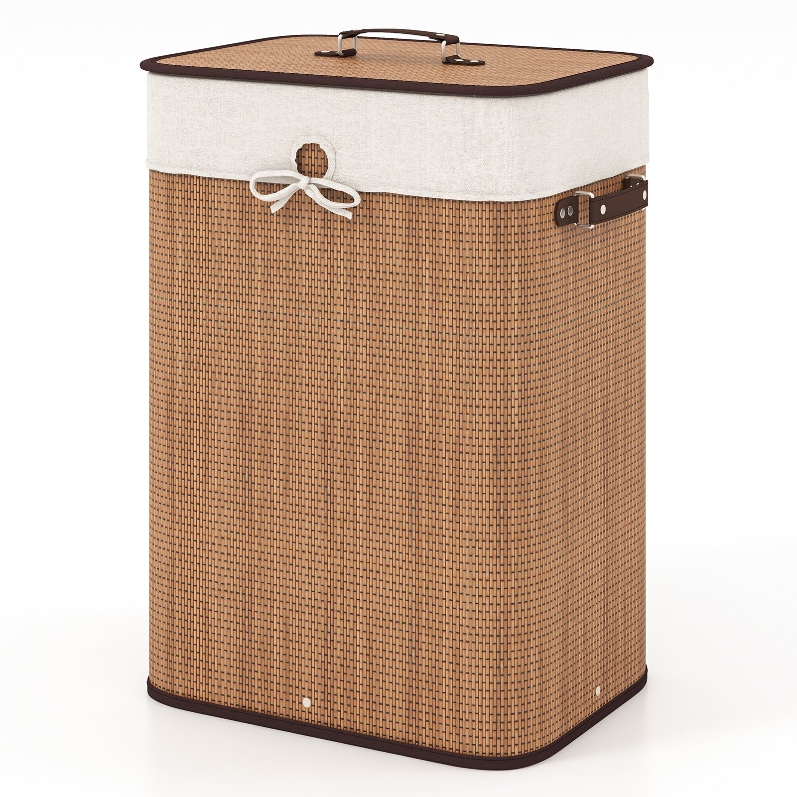 19 Gal Rectangle Laundry Basket Bamboo Clothes Hamper with Handles and Lid, Yellow Laundry Baskets at Gallery Canada